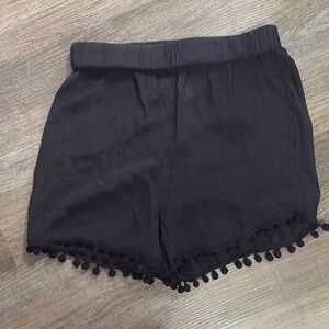 Black Pom-Pom Trim Women's Shorts beach wear